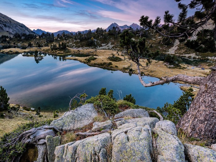 Lake and mountains in Aragnouet Pyrenees, France