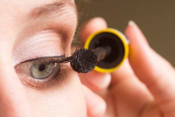 Close-up of eye with mascara application