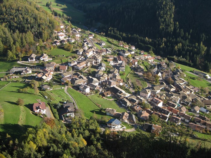 Village of Selva, South Tyrol, Val Gardena, Italy from above