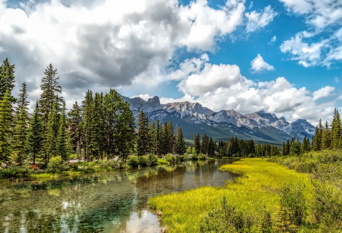 River and mountains in Canmore, Alberta, Canada
