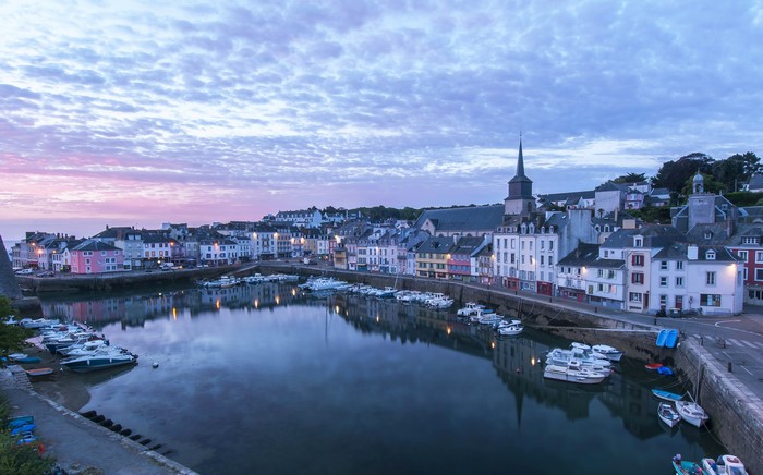 Le Palais Brittany France Harbor at Dusk