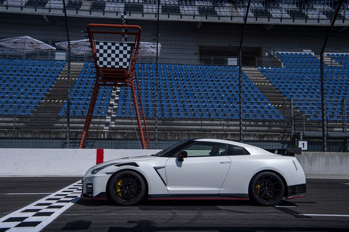 White Nissan GT-R R35 Nismo 2020 on Race Track
