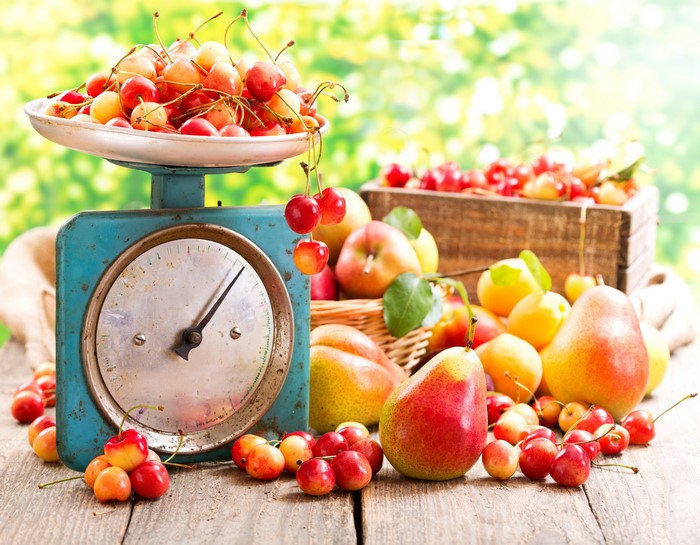 Cherries and Pears on a Scale