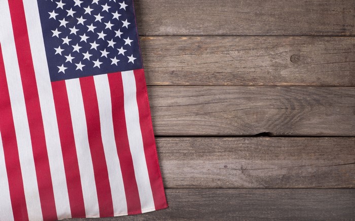 American Flag on Wood Planks