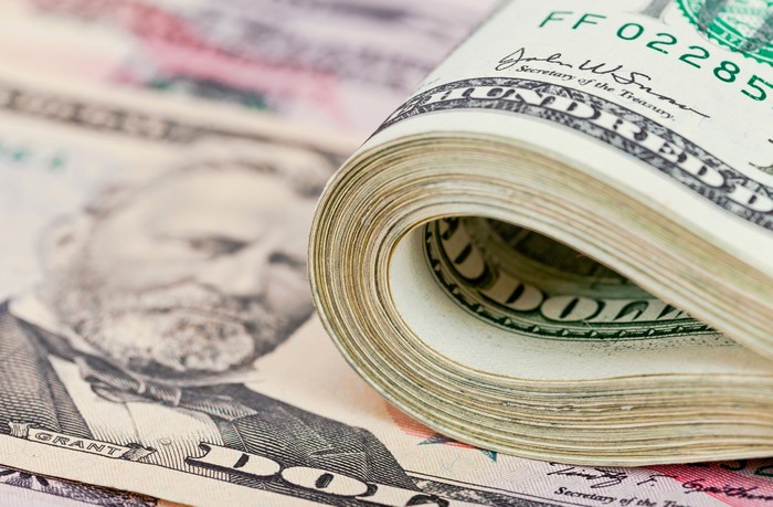 Rolled US Dollar Bills Close-up