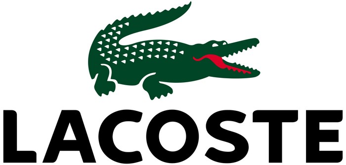 Lacoste logo with green crocodile and text