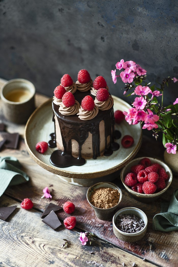 Chocolate Raspberry Cake with Coffee