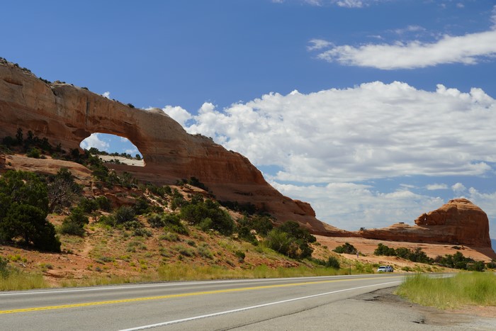 Natural Arch in Utah Desert Landscape