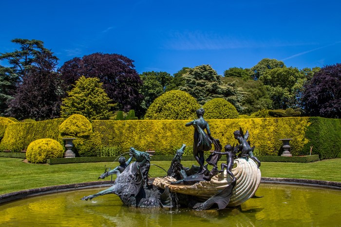 Fountain sculpture in a garden in Aylesbury Vale, England