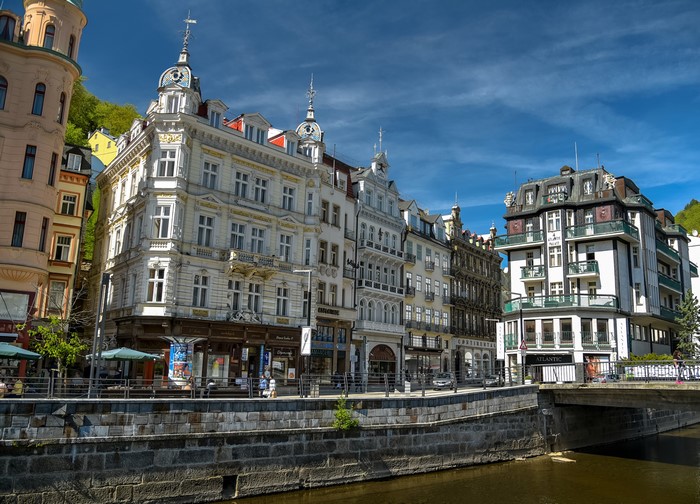 Karlovy Vary, Czech Republic Canal and Houses