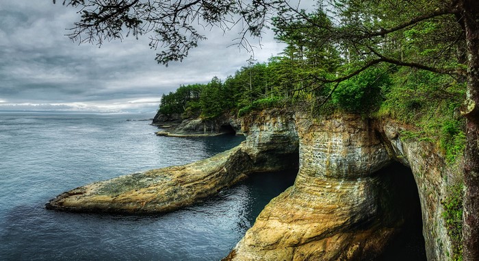 Classet Neah Bay Coastline with Caves and Forests