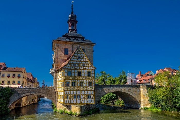 Bamberg Old Town Hall on Regnitz River, Germany
