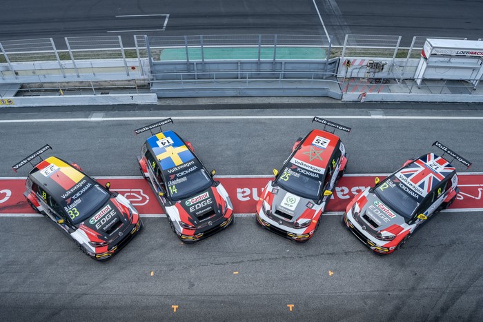 Volkswagen Golf GTI TCR cars on a race track