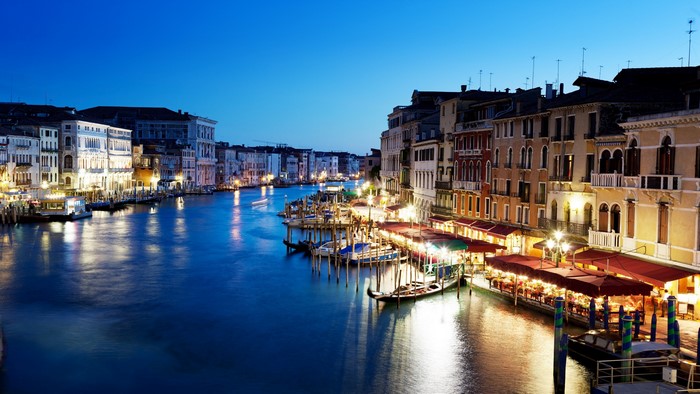 Grand Canal in Venice, Italy at Dusk