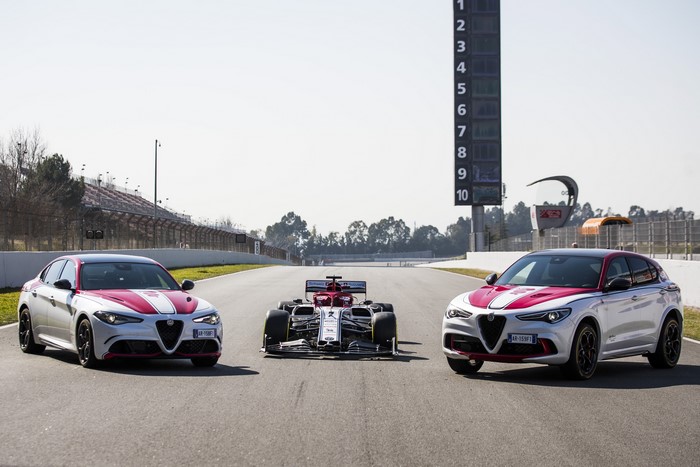 Alfa Romeo Giulia and Stelvio Quadrifoglio with F1 car