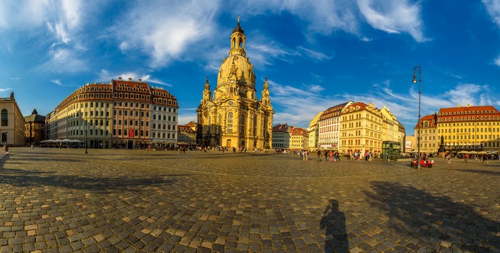 Dresden Town Square with Frauenkirche Church