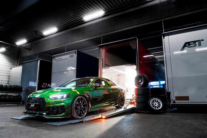 Green ABT RS 5-R Coupe in a Garage