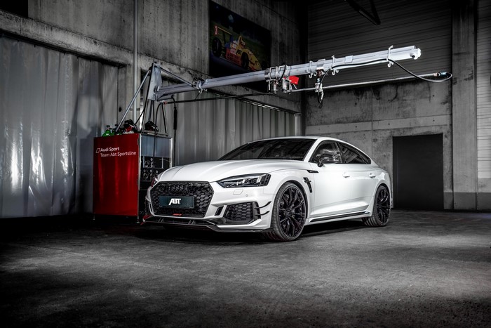 White ABT RS 5-R Sportback in a garage