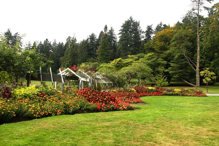 Stanley Park Vancouver Canada garden with flowers and trees