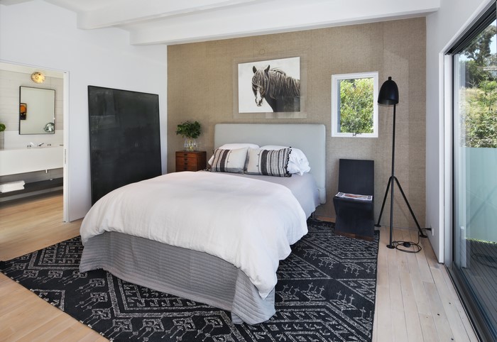 Bedroom with horse art and modern decor