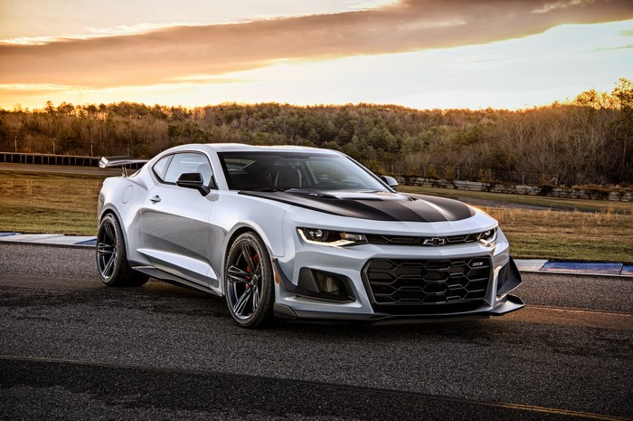 White Chevrolet Camaro ZL1 on a Racetrack