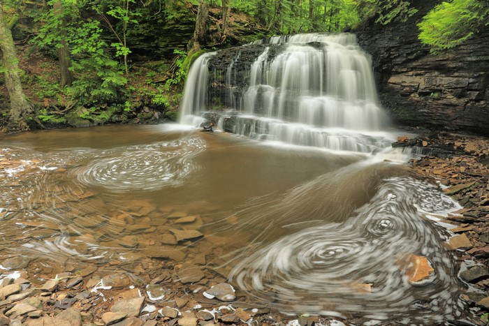 4K Waterfall and Stone Crags in Hiawatha National Forest