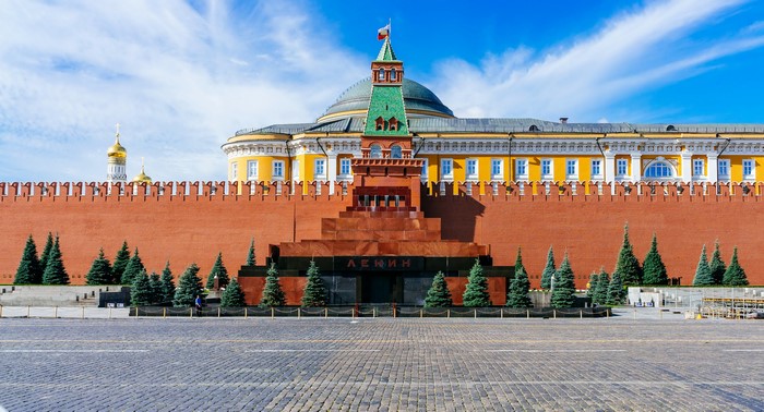 Lenin Mausoleum and Kremlin Wall in Moscow, Russia