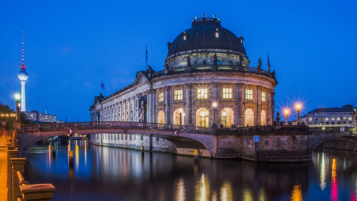 Bode Museum and TV Tower at Dusk, Berlin, Germany