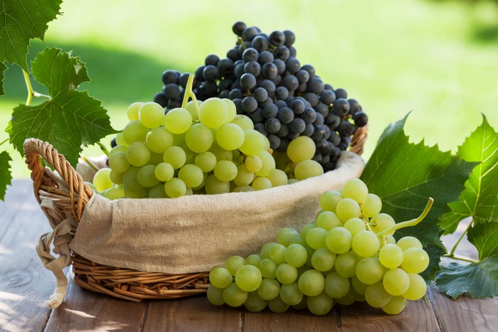 Grapes in a wicker basket
