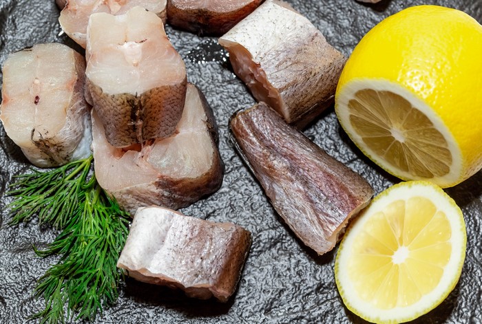 Pieces of Fish with Lemons and Dill