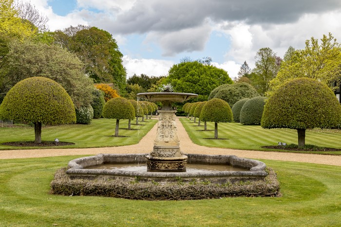 Ascott House Gardens Fountain and Topiary Trees