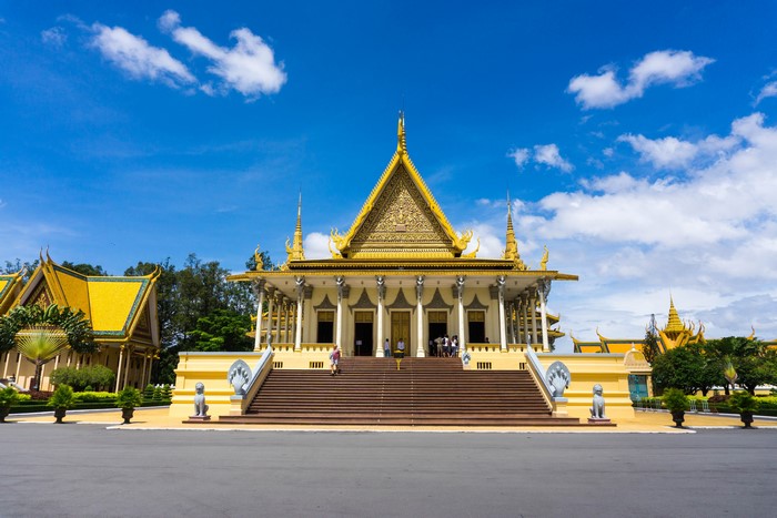 Royal Palace Cambodia with Golden Roof and Stairs