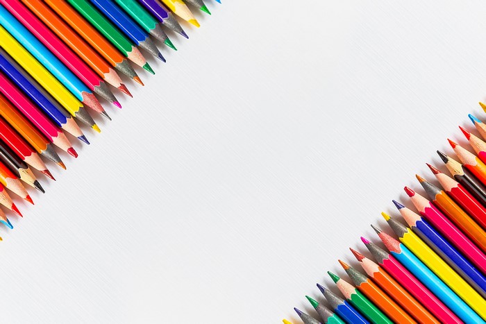 Multicolor Pencils on White Background