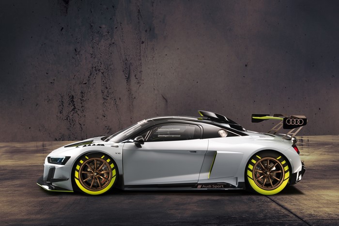 4K 2019 Audi R8 LMS GT2 Silver Color Side