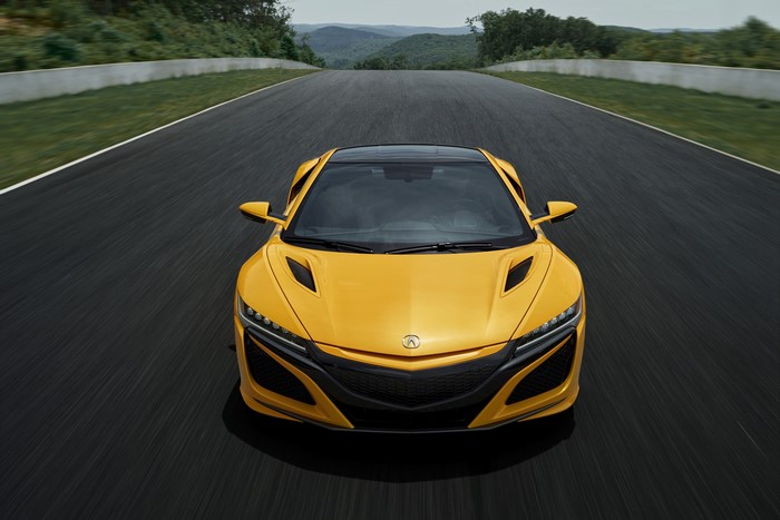Yellow 2020 Acura NSX on a Race Track