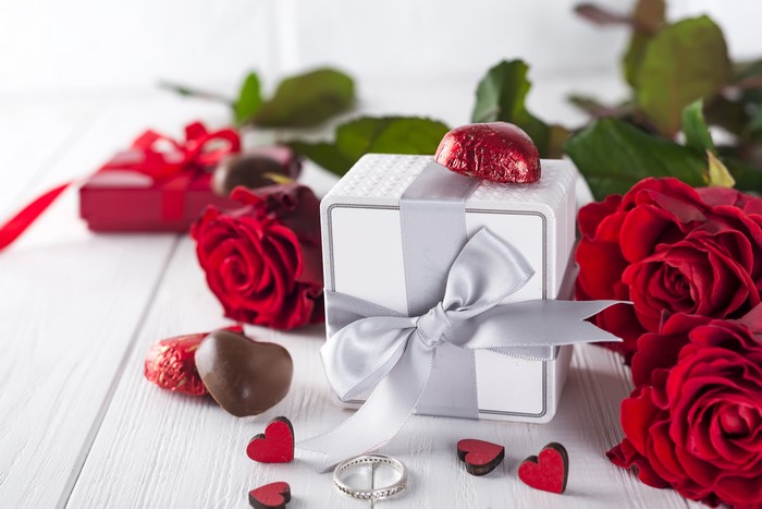 Valentine's Day Gift with Roses and Chocolates