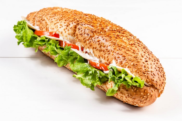 Fresh Lettuce and Tomato Sandwich on Sesame Bun