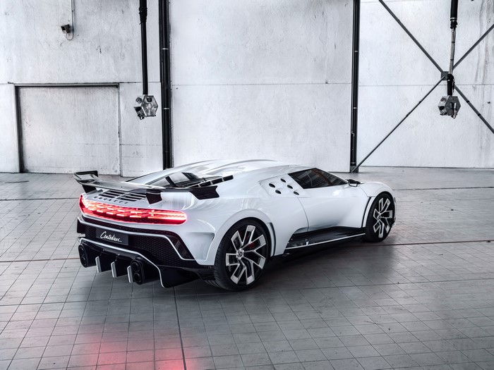 White Bugatti Centodieci in a warehouse