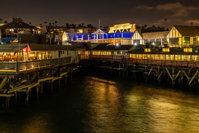 Redondo Landing Pier at Night, California