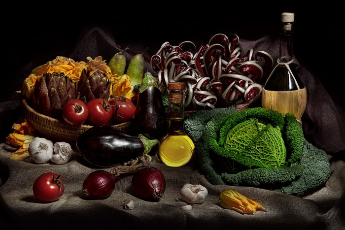 Still-life of vegetables and fruits