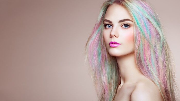 4K Portrait of a Blonde Girl with Pastel Hair
