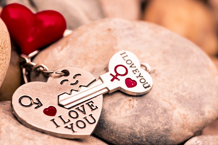 Valentine's Day Heart Keychains with "I Love You"