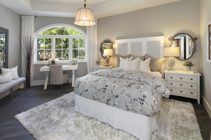 Bedroom Interior Design with Bed and Chandelier