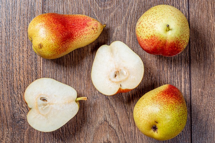 Pears on Wood Planks