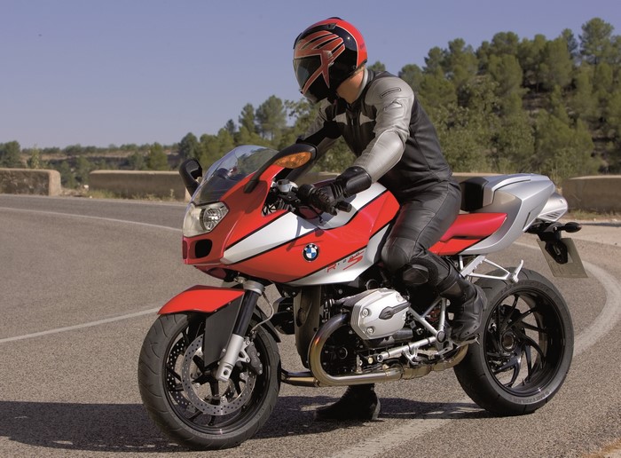 BMW R 1200 S motorcycle with rider