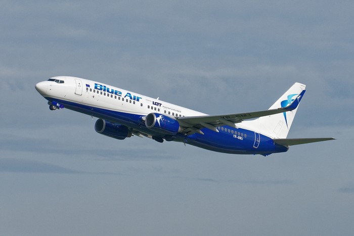 Blue Air Boeing 737 taking off