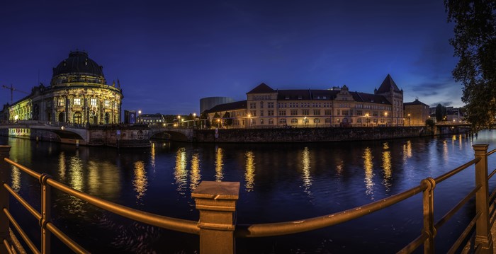 Bode Museum and Spree River at Night in Berlin, Germany