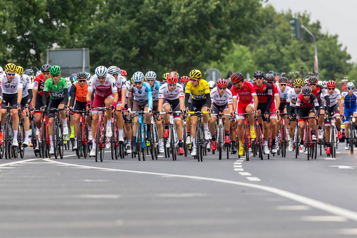 Men cycling in a race