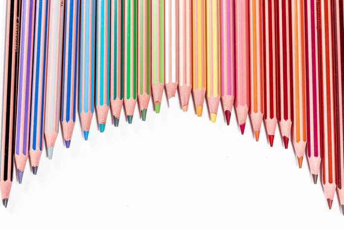 Multicolor Pencils on White Background