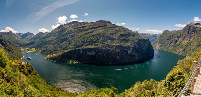 Geirangerfjord, Norway Scenery with Mountains and Bay